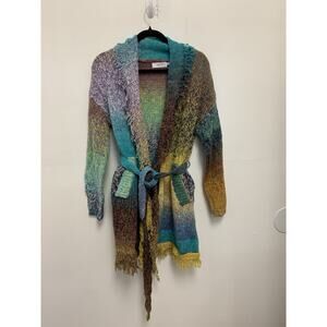 Anthropologie GREYLIN Multicolor Fringe Long Cardigan Oversized Womens X-Small